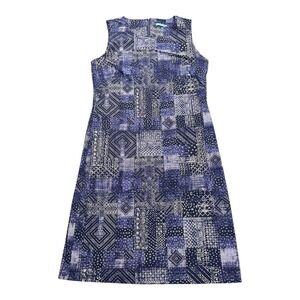 J.McLaughlin Shift Dress Womens Small Blue White Patchwork Geometric Sleeveless
